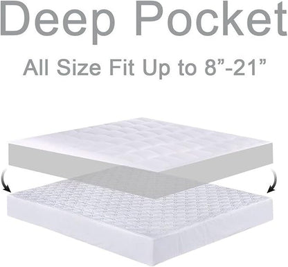 Mattress Topper Full XL for Back Pain, Extra Thick Mattress Pad Cover, Plush Pillow Top, Deep Elastic Pocket, Grey