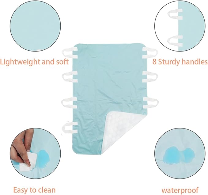 2 Pack Bed Pads for Incontinence Washable Positioning Bed Pad with 8 Handles Washable Reusable Incontinence Mattress Protector Waterproof Bed Pads Incontinence Uderpads for Bedridden Elderly 52” x 36”