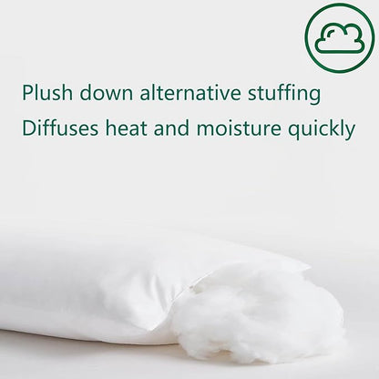 Flat Ultra Thin Bed Pillows Standard Size Pillow Set of 2 Extra Soft Down Alternative for Stomach Side Back Sleeper White 20x26inches