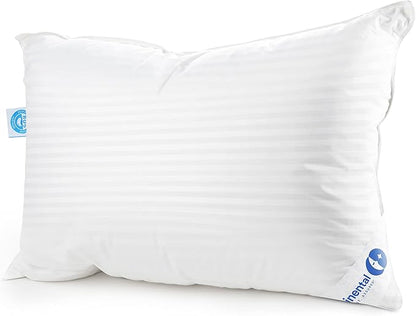 Continental Bedding Luxury Down Pillow Standard Size Pack of 1 - Cool Breathable Bed Pillows for Sleeping, Back, Side, Stomach Sleepers – 700 FP, Firm