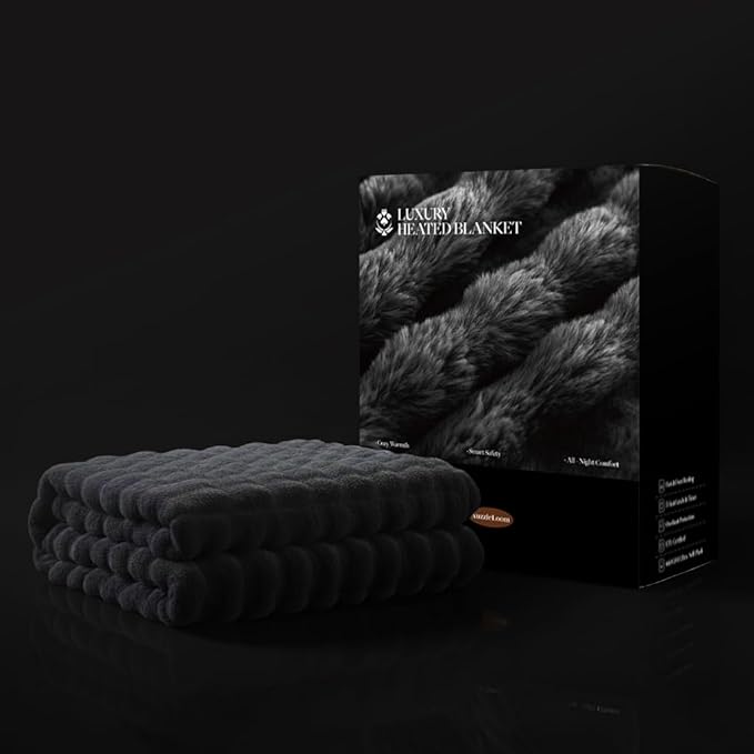 Heated Blanket Queen 84''x 90'', Fast Heating Electric Blanket Ultra-Soft Faux Rabbit Fur with 5 Heat Levels & 5H Auto Shut-Off, Overheat Protection, Machine Washable