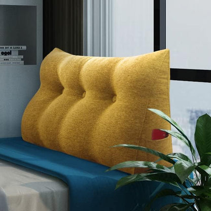 Wedge Headboard Pillow Dorm Room Reading Pillow Back Support for Sitting Up in Bed Bolster Lumbar Cushion Body Positioning Bedrest Cotton Linen 39in Yellow Twin