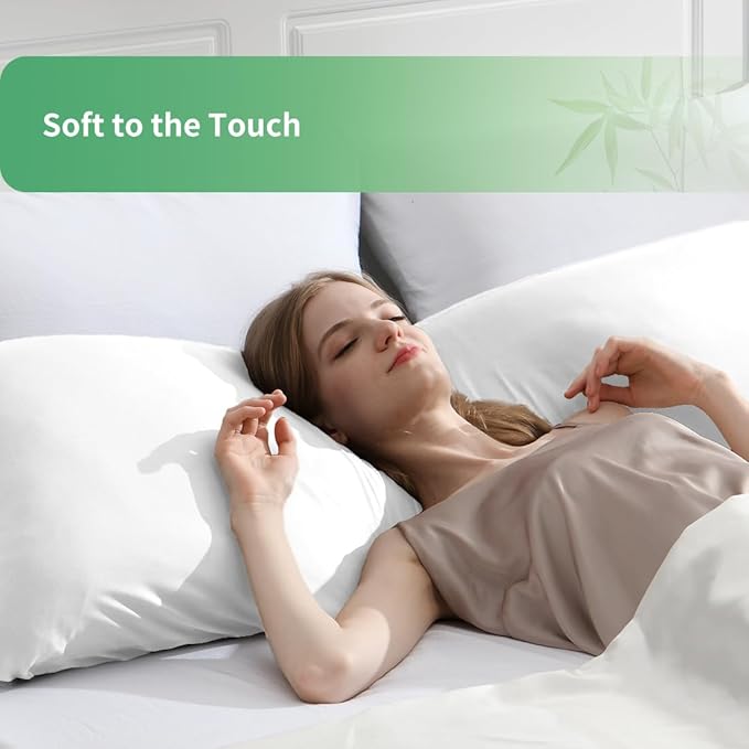 Body Pillowcase, Cooling Viscose from Bamboo Pillow Cover with Zipper Closure, Soft Moisture-Wicking for Hot Sleepers, Hair and Skin-Friendly, White, 1 Pack
