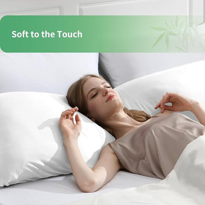 Body Pillowcase, Cooling Viscose from Bamboo Pillow Cover with Zipper Closure, Soft Moisture-Wicking for Hot Sleepers, Hair and Skin-Friendly, White, 1 Pack