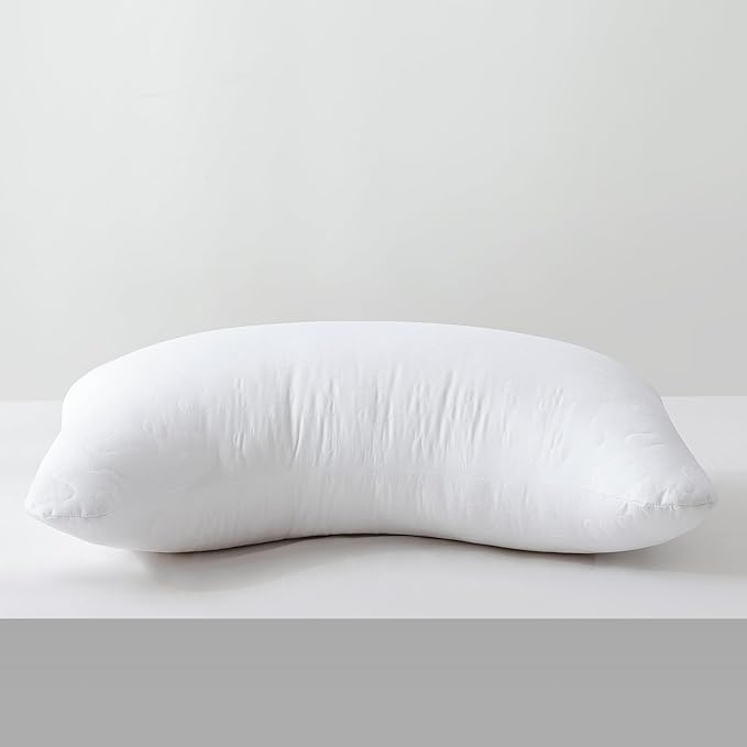 Shatex Neck Pillow Queen Size 28 x 20 inch, Curved Firm Bed Pillow with Adjustable Insert Provides Stronger Support - for Back, Stomach & Side Sleepers