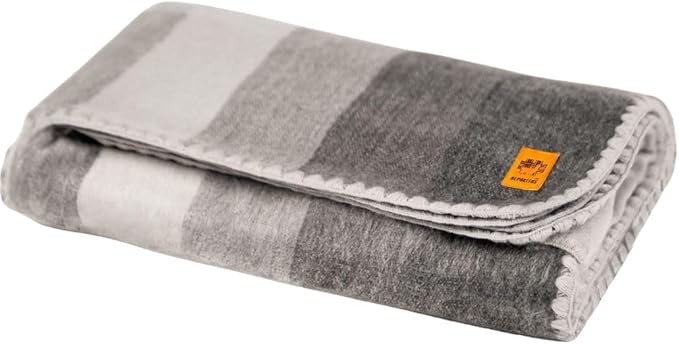 Alpaca Wool Blanket – Twin Size, 75 x 38 Inches – Warm & Lightweight – Couch, Bed, or Outdoor Blanket – Gray