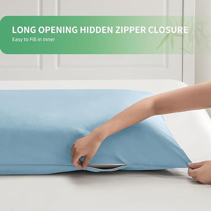 Body Pillowcase, Cooling Viscose from Bamboo Pillow Cover with Zipper Closure, Soft Moisture-Wicking for Hot Sleepers, Hair and Skin-Friendly, Aqua Blue, 1 Pack