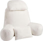 NOONTIDE Reading Pillow for Sitting up in Bed and Couch,32" X-Large Back Pillow for Adult & Teens with Soft Adjustable Neck Roll Backrest Pillow,Washable Cover,Watching TV/Gaming/Relaxing(FurryWhite)