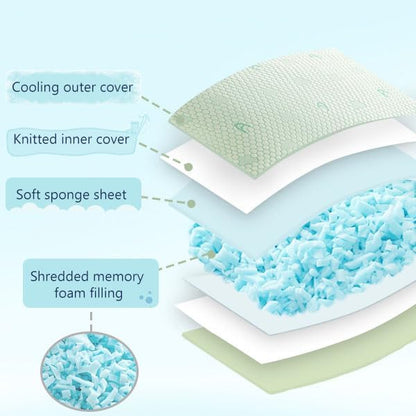 ACCURATEX Cooling Memory Foam Pillows for Sleeping Queen Size Set of 2, Adjustable Fluffy Pillows with Removable Cover, Cool Bed Pillow for Side Back Stomach Sleepers, Machine Washable, Green