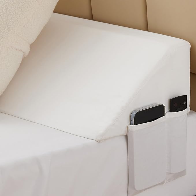 Bedluxe Twin Bed Wedge Pillow for Headboard, Headboard Pillow, Bed Gap Filler, Mattress Wedge - Fill The Gap (0-7") Between Headboard and Mattress (White, 39"x10"x6")