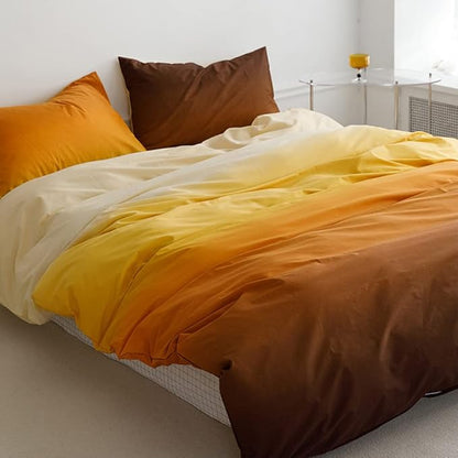 Wellboo Orange Yellow Gradient Comforter Sets Full Size Yellow and Orange Bedding Comforters Cotton Women Girls Modern Orange Brown Gradient Soft Quilts Farmhouse Abstract Art Orange Blanket Warm