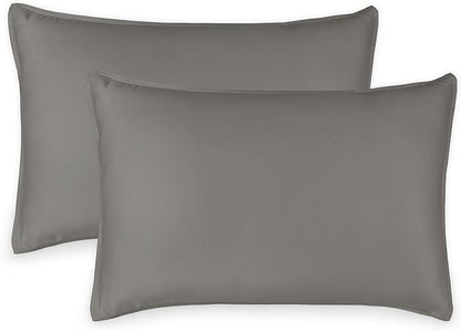 Queen Pillowcases by Pure Bamboo, Genuine 100% Organic Viscose Derived from Bamboo, Luxuriously Soft & Cooling, Double Stitching, Envelope Closure (2 Queen Pillowcases, Graphite)