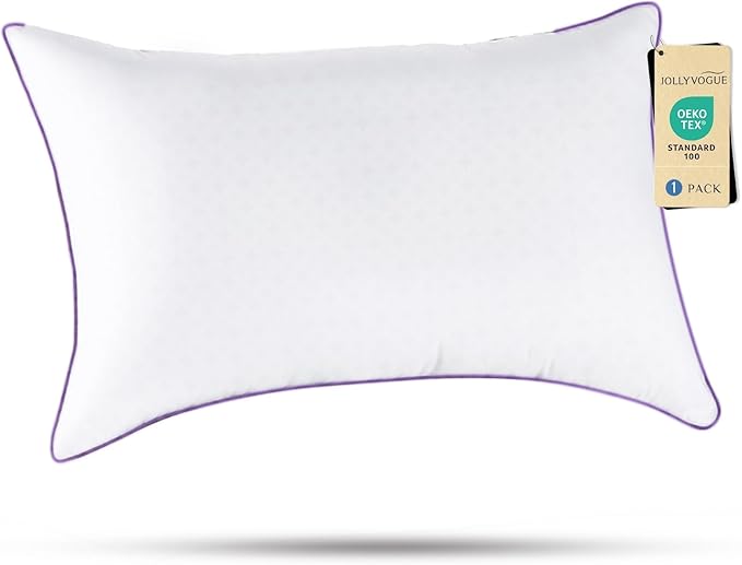 JOLLYVOGUE Pillows Standard Size Set of 1, Washable Supportive Single Bed Pillow with Super Soft Down Alternative Fill, Luxury Fluffy Hotel Quality for Side, Back, and Stomach Sleepers