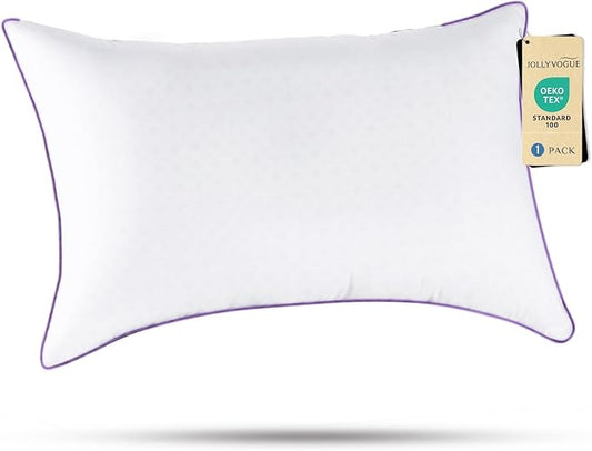 JOLLYVOGUE Pillows Standard Size Set of 1, Washable Supportive Single Bed Pillow with Super Soft Down Alternative Fill, Luxury Fluffy Hotel Quality for Side, Back, and Stomach Sleepers