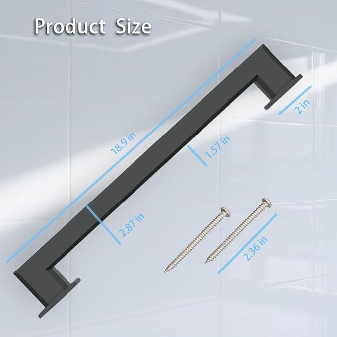 Handicap Grab Bars, Octagon 2 Pack 18 Inch Shower Grab Bar for Seniors, 304 Stainless Steel ADA Grab Bars for Bathtubs and Showers, Toilet, Safety Shower Handles for Elderly, Disabled (Matte Black)