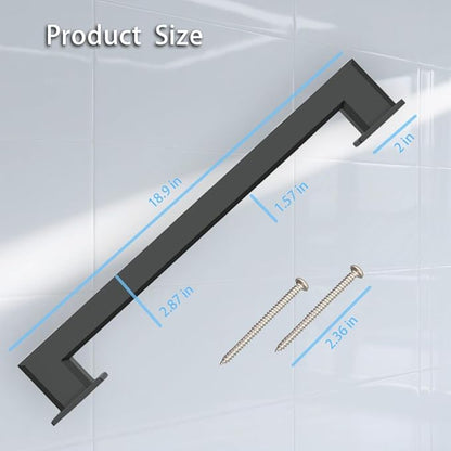 Handicap Grab Bars, Octagon 2 Pack 18 Inch Shower Grab Bar for Seniors, 304 Stainless Steel ADA Grab Bars for Bathtubs and Showers, Toilet, Safety Shower Handles for Elderly, Disabled (Matte Black)