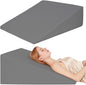 Wedge Pillow, Bed Wedge Pillows for Sleeping, Snoring, Back Support, After Surgery, Foam Triangle Pillow, Removable Washable Cover (Gray, 12in)