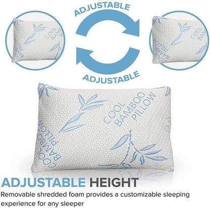 2 Pack King Size Pillows for Sleeping, Cooling Shredded Memory Foam Adjustable Bed Pillow with, Removable/Washable Cover (King 2 Pack)