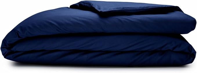 Sleepgram Supima Machine Washable 400 Thread Count Cotton Silver Ion Infused Luxury Zippered Duvet Cover with Travel Bag, Twin, Poseidon Blue