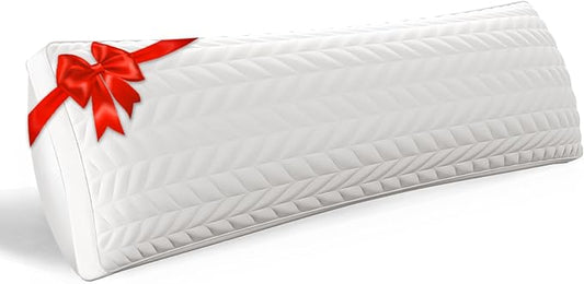 ZonLi Adjustable Memory Foam Body Pillow for Adults, Firm Support Long Pillow for Side Sleepers, Elegant Quilted 20x54 inch, White