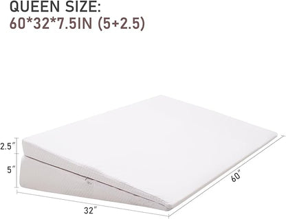 SUNYRISY Adjustable Wide Size Bed Wedge Pillow, Wedge Mattress Topper with Washable Cover, Mattress Wedge Lifter, Inclined Mattress Elevator for Acid Reflux, Neck & Back Pain, Anti-snoring, Queen