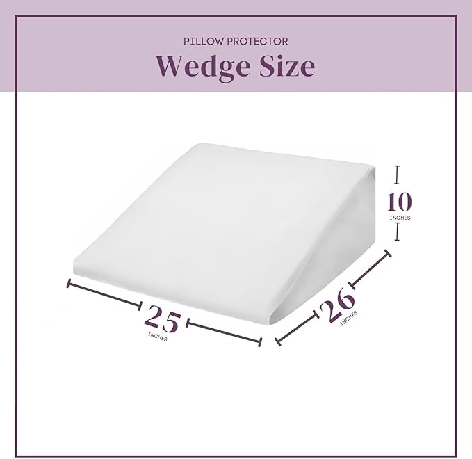 CirclesHome Wedge Pillow Cover 100% Cotton, Zippered Wedge Pillow Case Protector, Soft, Hypoallergenic & Breathable - 25x26x10”