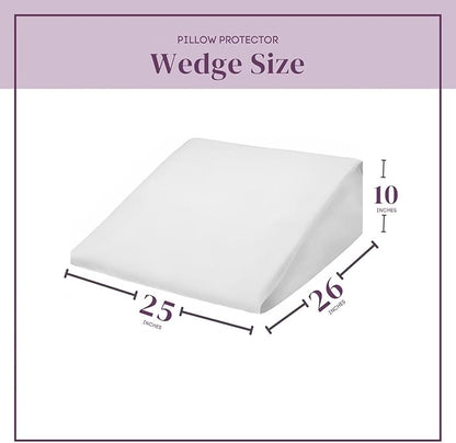 CirclesHome Wedge Pillow Cover 100% Cotton, Zippered Wedge Pillow Case Protector, Soft, Hypoallergenic & Breathable - 25x26x10”