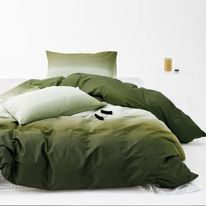 Wellboo Green White Gradient Comforter Sets Full Army Green and White Bedding Comforters Cotton Modern Olive Green Gradient Soft Quilts Farmhouse Abstract Art Watercolor Comforters Solid Hunter Green