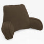 Super Soft Velvety Backrest Reading Bed Rest Pillow with Arms and Pockets 18" H for Sitting in Bed Couch Sofa, Back Support Wedge Cushion with Removable Cover, 20" x 18" x17", Coffee Brown