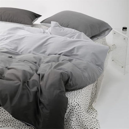 Wellboo Grey Gradient Comforter Sets Queen Solid Silver Grey Bedding Comforters Cotton Modern Plain White and Dark Grey Soft Quilts Simple Style Farmhouse Abstract Art Gray Comforters Warm Durable