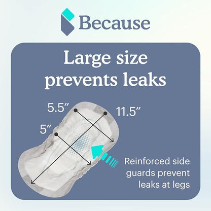 Because Premium Guards for Men - 80 Count Pack of Discreet, Individually Wrapped Bladder Protectors - Complete Absorbency, Fast-Locking, Odor Control - Comfort Fit, 2 Cups of Absorbency