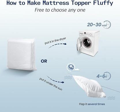 SOPAT Mattress Topper Cal King Size Extra Thick Mattress Pad 8-21" Deep Pocket Soft Down Alternative Fill Mattress Protector Pillow Top Mattress Cover (72x84 Inches, White)