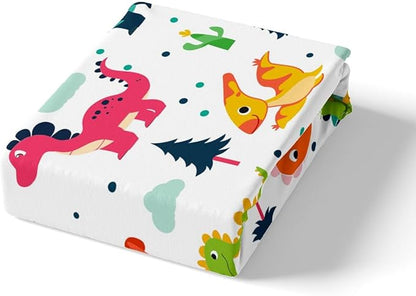 Cartoon Dino Kids Duvet Cover Queen Size,Cute Dinosaur Watercolor Wild Animal Duvet Cover Set for Children Adult,Kawaii Dino Dots Pine Cloud Print Soft Comforter Cover for Dorm Room, Zipper, Ties