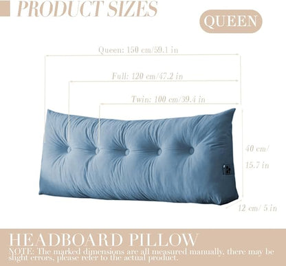 Queen Size Headboard Pillow Wedge Long Backrest Positioning Support for Daybed Wedge Bed Rest Reading Pillow with Side Pockets Bolster Cushion