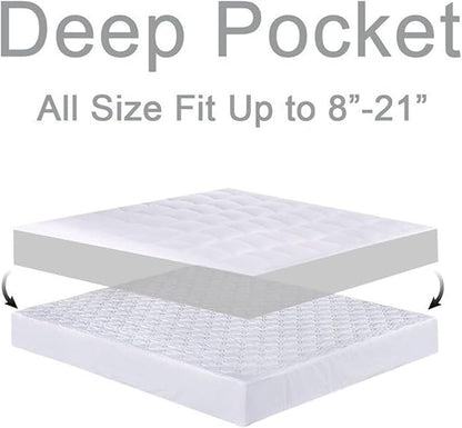 Mattress Topper Twin for Back Pain, Extra Thick Mattress Pad Cover, Plush Pillow Top, Deep Elastic Pocket, White,39"X75"+20"