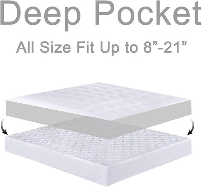 Mattress Topper Queen for Back Pain, Extra Thick Mattress Pad Cover, Plush Pillow Top, Deep Elastic Pocket, Grey, 60"X80"+20"