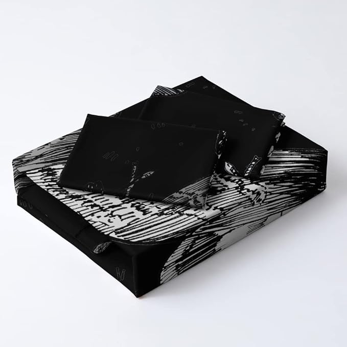 Death Skull Duvet Cover Set King Size Gothic Bedding Set Skull Moth Comforter Cover Teens Skeleton Bones Black Bed Set
