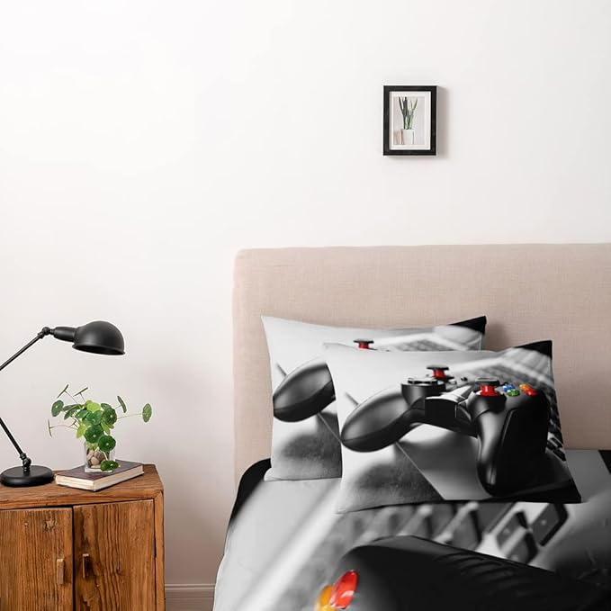 3D Print Gamepad Duvet Cover Set Gaming Comforter Cover Twin Size Gray Bed Set Gamer Beddings Boy Kid Bedroom Decorations