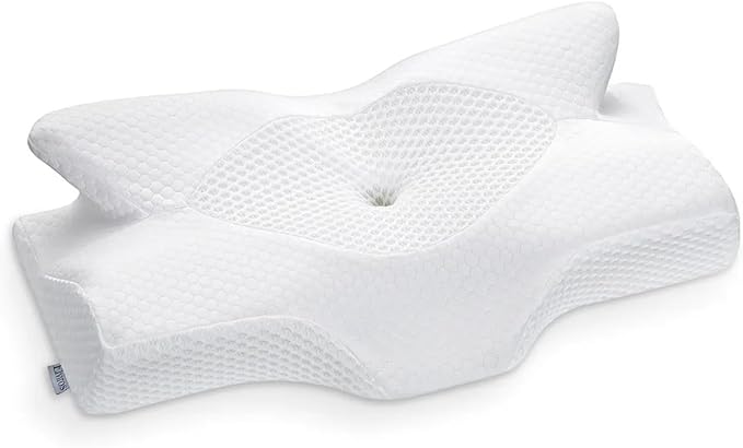 Elviros Cervical Memory Foam Pillows for Neck and Shoulder Pain, Neck Pillow for Sleeping, Side Sleeper Pillows for Adults, Ergonomic Orthopedic Sleeping for Back and Stomach Sleepers (Medium Firm)