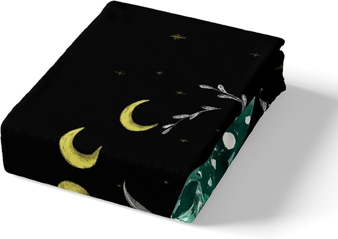 Castle Fairy Moth Duvet Cover Set Twin,Leaves and Sun Moon Bedding Set 2 Pcs for Kids Teens Boys Girls Room Decor,Gothic Animals Plants Themed Comforter Cover Soft Black Quilt Cover with 1 Pillowcase