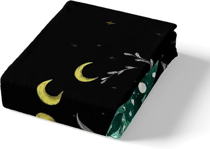Castle Fairy Moth Duvet Cover Set Twin,Leaves and Sun Moon Bedding Set 2 Pcs for Kids Teens Boys Girls Room Decor,Gothic Animals Plants Themed Comforter Cover Soft Black Quilt Cover with 1 Pillowcase