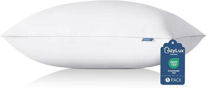 CozyLux Pillows Standard Size Set of 1, Hotel Quality Bed Pillows for Sleeping 1 Pack, Cooling Pillows for Side Back and Stomach Sleepers, Down Alternative Luxury Soft Supportive Pillows (18x26)
