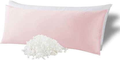 WhatsBedding Memory Foam Body Pillow with Zippered Cooling Cover, Full Body Pillow for Adults, Long Pillow for Sleeping, Fluffy Supportive, Ice Pink