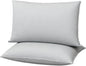 Flat Ultra Thin Bed Pillows Queen Size Pillow Set of 2 Extra Soft Down Alternative for Stomach Side Back Sleeper Light Grey 20x30inches