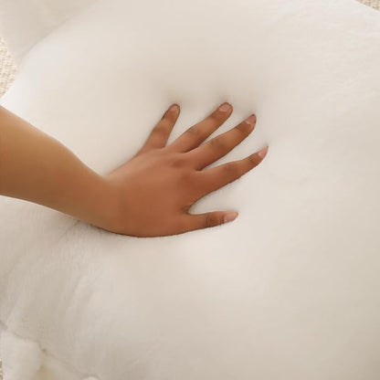 Reading Pillow for Sitting in Bed, Large Backrest Reading Pillow with Arm Rest,Back-Rest Support Cushion for Sit Up on Couch, Sofa, and Floor, Dorm Essentials (White Faux Fur, Standard(17"))