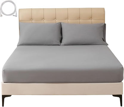 Grounding Sheets Queen, 12% Silver+88% Organic Cotton, Fitted Grounded Bed Sheet Deep Pocket for Improved Sleep & Wellness (Gray, Queen - 60"x80"x15")