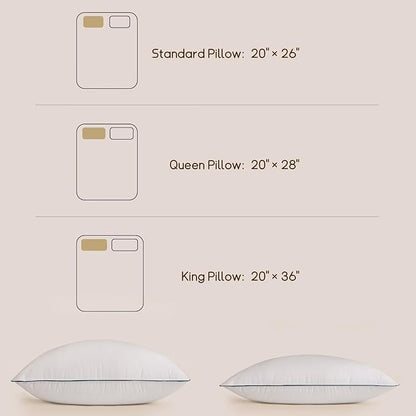 BHZ Goose Down Feather Pillows Standard Size Set of 4 Pack, Luxury Hotel Alternative Collection Bed Pillows for Sleeping Firm Soft Support for Side & Back Sleepers, White
