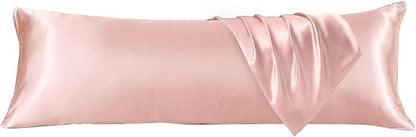 HUXMEYSON Body Pillow with Satin Pillowcase, Body Pillow for Adults, Removable Cover, Pink (20"x54")