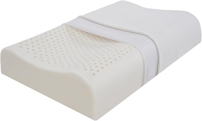 Natural Latex Neck Support Pillow-Medium Firmness，No Shoulder Pressure,Suit for Side & Back Sleeping,Cervical Traction Design, Ergonomic Relief for Neck & Shoulder Pain(23.6"Lx15.7"Wx(3.9/4.7")H)