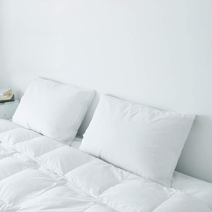 Feather and Down Pillows for Sleeping(2 Pack), King(20inx36in) - White Goose Down Feather Bed Pillow Inserts, 100% Cotton Cover,Lightweight, Fluffy Sleeping Pillows for All Sleepers